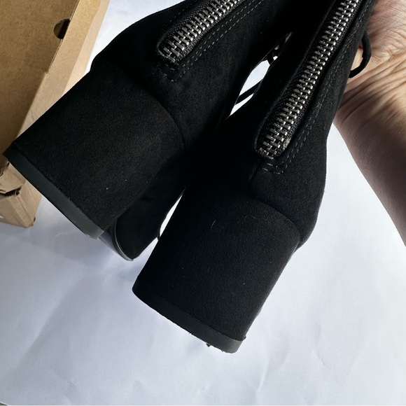 Zara Women’s Basic Black Lace Up Block Heels Booties Boho Witchy Goth Neutral 8 - Picture 5 of 12